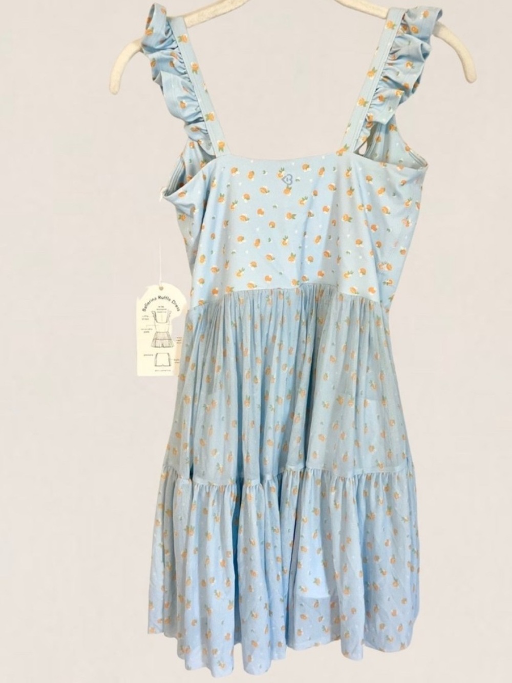 Blogilates Ballerina Ruffle Dress Light Blue Citrus Sundress Large L - Picture 8 of 12